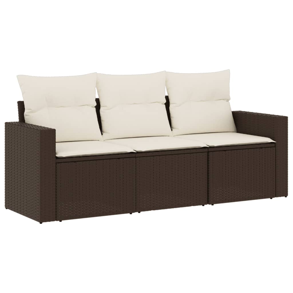 Vidaxl 3-delige loungeset met kussens poly rattan bruin