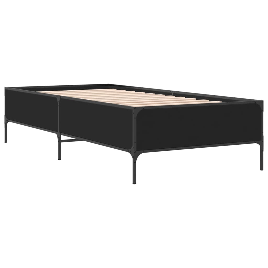 Vidaxl bedframe bewerkt hout en metaal zwart 100x200 cm