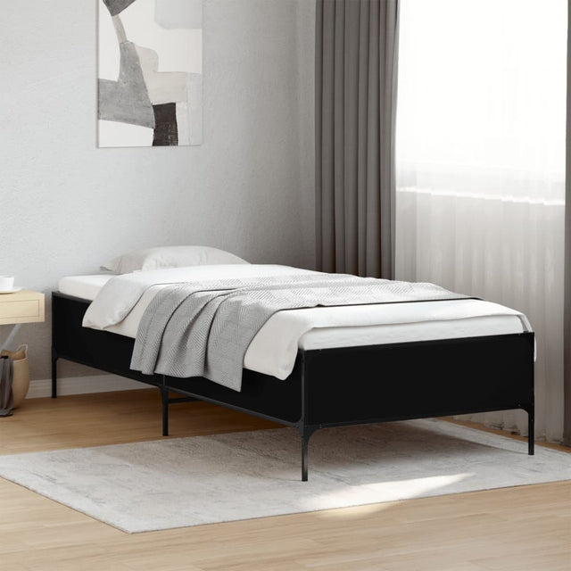 Vidaxl bedframe bewerkt hout en metaal zwart 100x200 cm