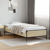 Vidaxl bedframe bewerkt hout en metaal sonoma eikenkleurig 90x200 cm