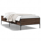 Vidaxl bedframe bewerkt hout en metaal bruin eikenkleurig 90x200 cm