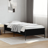 Vidaxl bedframe bewerkt hout en metaal zwart 90x190 cm