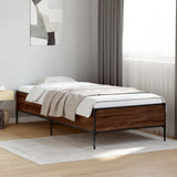 Vidaxl bedframe bewerkt hout en metaal bruin eikenkleurig 90x190 cm