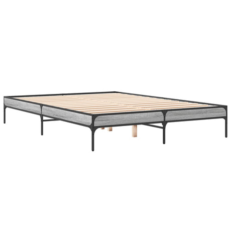 Vidaxl bedframe bewerkt hout metaal grijs sonoma eiken 160x200 cm