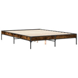 Vidaxl bedframe bewerkt hout metaal gerookt eikenkleurig 150x200 cm