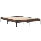 Vidaxl bedframe bewerkt hout metaal bruin eikenkleur 150x200 cm