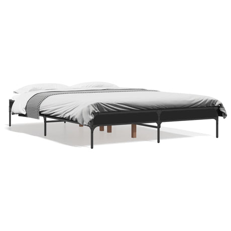 Vidaxl bedframe bewerkt hout metaal zwart 120x200 cm