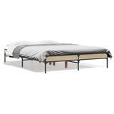 Vidaxl bedframe bewerkt hout metaal sonoma eikenkleurig 120x200 cm