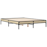 Vidaxl bedframe bewerkt hout metaal sonoma eikenkleurig 120x200 cm