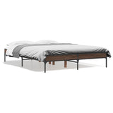 Vidaxl bedframe bewerkt hout metaal bruin eikenkleur 120x200 cm