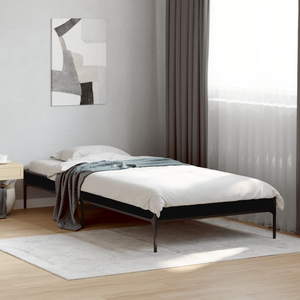 Vidaxl bedframe bewerkt hout en metaal zwart 100x200 cm