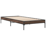Vidaxl bedframe bewerkt hout en metaal bruin eikenkleurig 100x200 cm