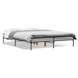 Vidaxl bedframe bewerkt hout metaal grijs sonoma eiken 135x190 cm