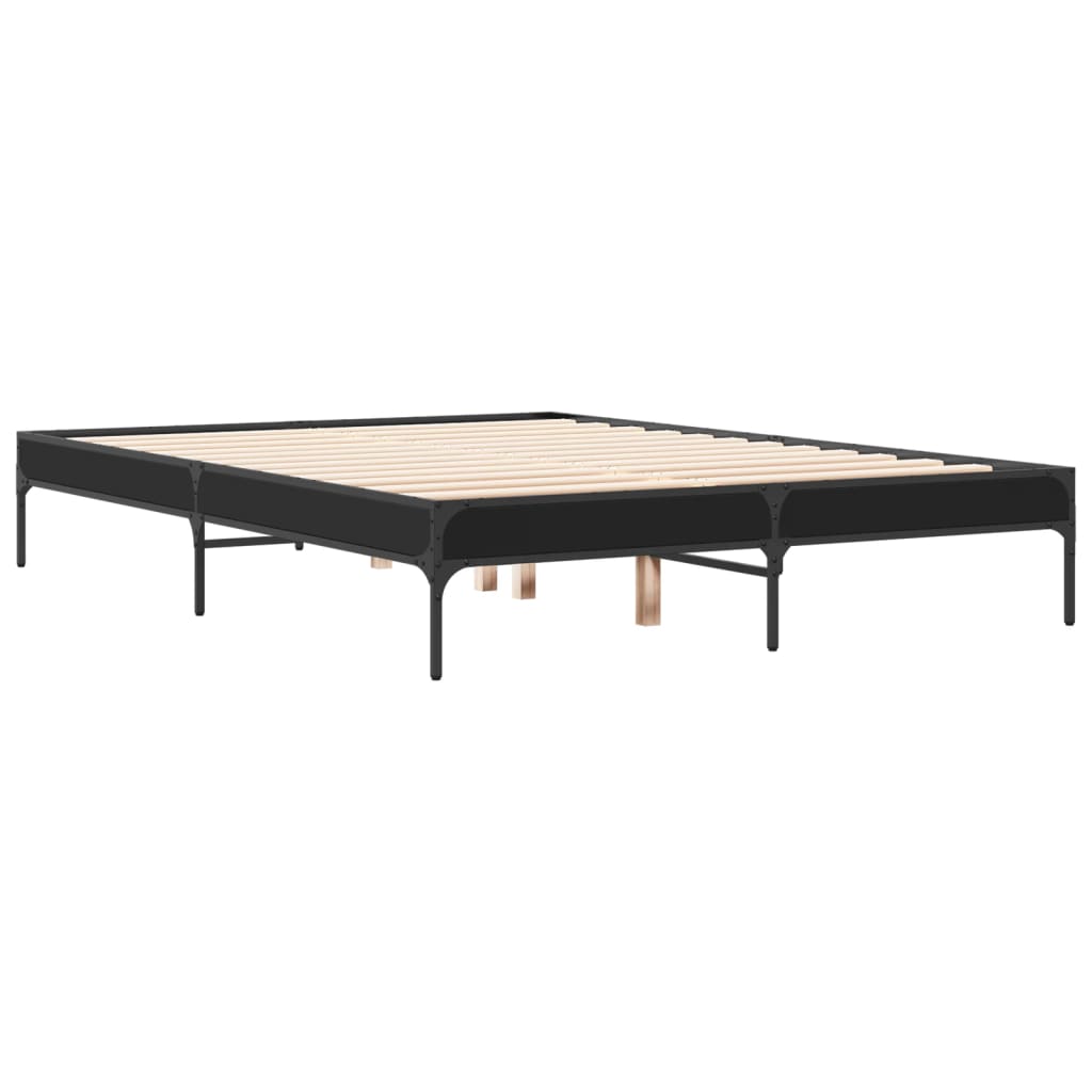 Vidaxl bedframe bewerkt hout metaal zwart 120x190 cm