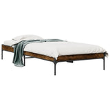 Vidaxl bedframe bewerkt hout en metaal gerookt eikenkleurig 90x190 cm