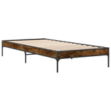 Vidaxl bedframe bewerkt hout en metaal gerookt eikenkleurig 90x190 cm