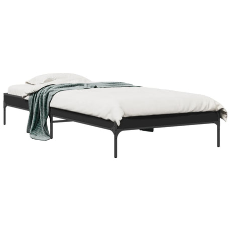 Vidaxl bedframe bewerkt hout en metaal zwart 75x190 cm