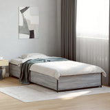 Vidaxl bedframe bewerkt hout en metaal grijs sonoma eiken 100x200 cm