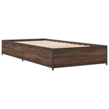 Vidaxl bedframe bewerkt hout en metaal bruin eikenkleurig 100x200 cm