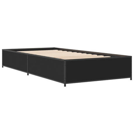 Vidaxl bedframe bewerkt hout en metaal zwart 90x190 cm