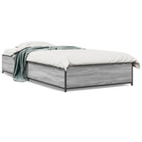 Vidaxl bedframe bewerkt hout en metaal grijs sonoma eiken 90x190 cm