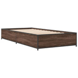 Vidaxl bedframe bewerkt hout en metaal bruin eikenkleurig 75x190 cm