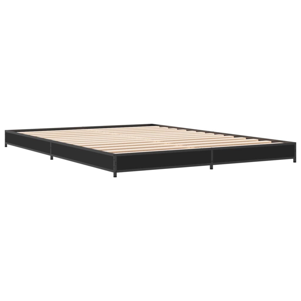 Vidaxl bedframe bewerkt hout metaal zwart 135x190 cm