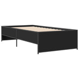 Vidaxl bedframe bewerkt hout en metaal zwart 100x200 cm