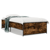 Vidaxl bedframe bewerkt hout en metaal gerookt eikenkleurig 90x200 cm
