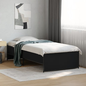 Vidaxl bedframe bewerkt hout en metaal zwart 90x190 cm