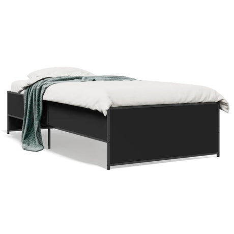 Vidaxl bedframe bewerkt hout en metaal zwart 75x190 cm
