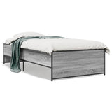 Vidaxl bedframe bewerkt hout en metaal grijs sonoma eiken 75x190 cm