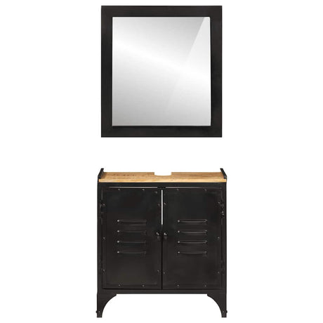 Vidaxl 2-delige badkamermeubelset ijzer en massief mangohout