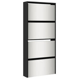 VidaXL Schuhschrank mit Spiegel 4-stöckig 63x17x134 cm schwarz