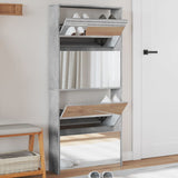 VidaXL Schuhschrank mit Spiegel 4-stöckig 63x17x134 cm Betongrau