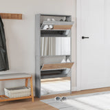 VidaXL Schuhschrank mit Spiegel 4-stöckig 63x17x134 cm Grau Sonoma