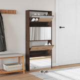 VidaXL Schuhschrank mit Spiegel, 4 Etagen, 63 x 17 x 134 cm, Farbe Eiche braun