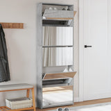 VidaXL Schuhschrank mit Spiegel 5-stöckig 63x17x169,5 cm Betongrau