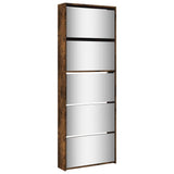 VidaXL Schuhschrank mit Spiegel 5-stöckig 63x17x169,5 cm Räuchereiche