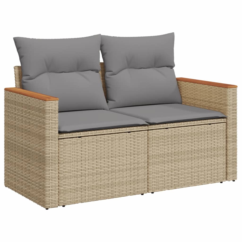 Vidaxl 3-delige loungeset met kussens poly rattan gemengd beige