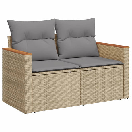 Vidaxl 3-delige loungeset met kussens poly rattan gemengd beige