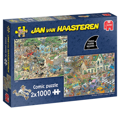 Jumbo Jan van Haasteren Puzzle - 2in1 Safari-Sturm, 2x1000 Teile.
