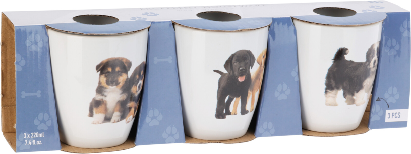 Beker 22cl set 3 stuks - honden