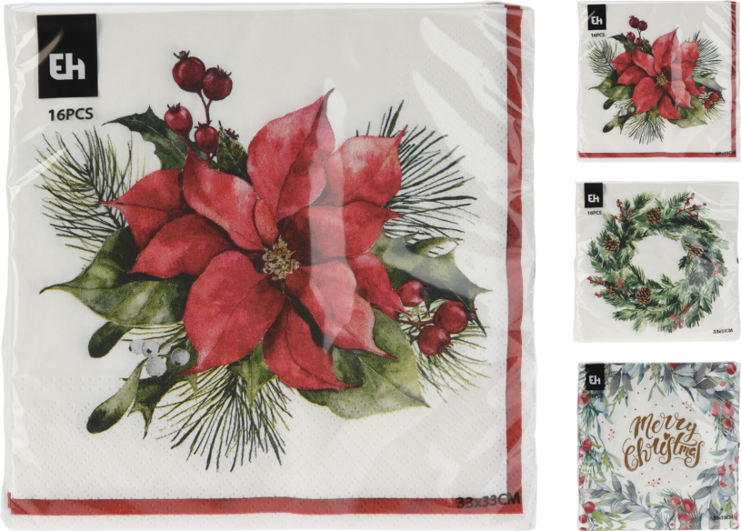 Servetten kerst ii 33x33cm