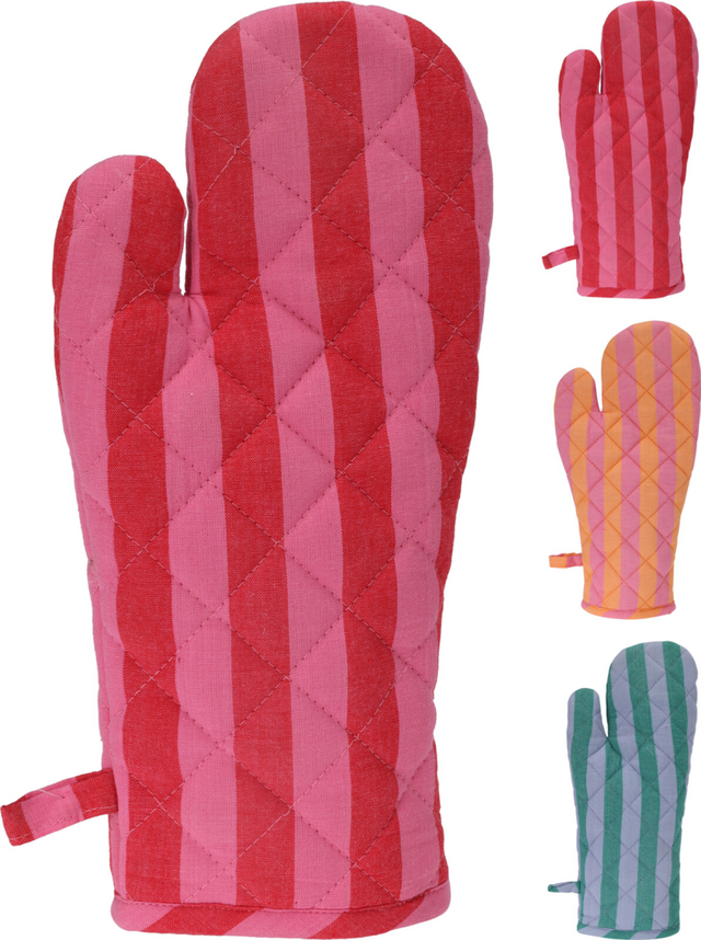 Keukenhandschoen stripe 32x16cm assorti