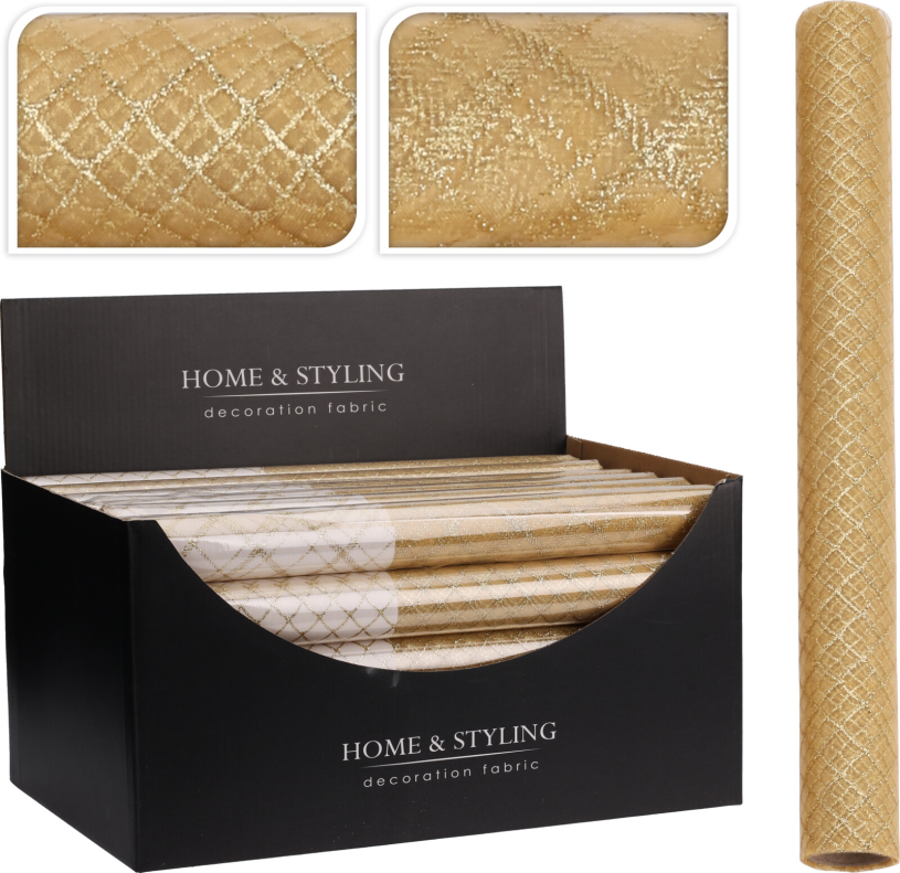 Tafelloper op rol 200x37cm goud 2 assorti
