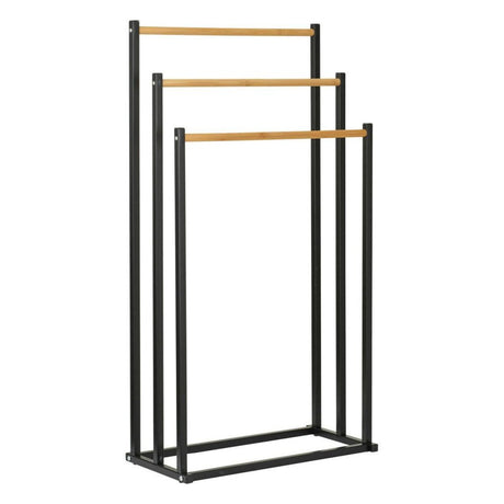 Bathroom solutions handdoekrek 45x23x85 cm metaal bamboe zwart