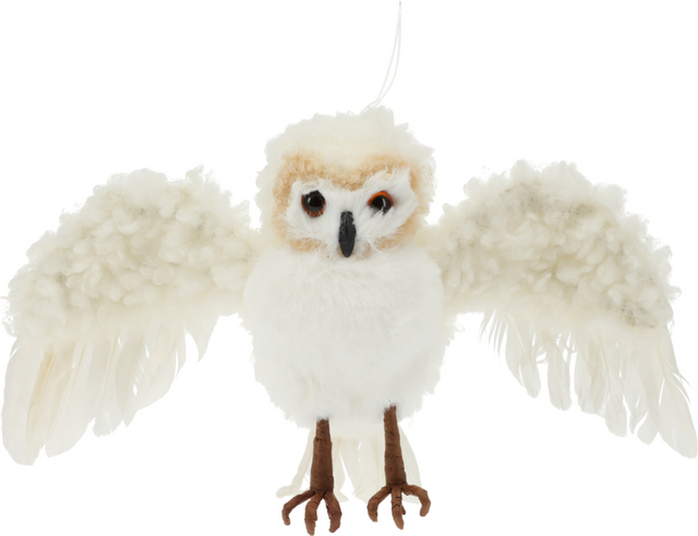 Decoratie uil 20cm wit