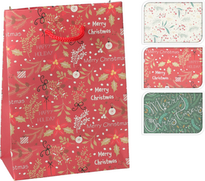 Geschenktas kerst 16cm 4 assorti