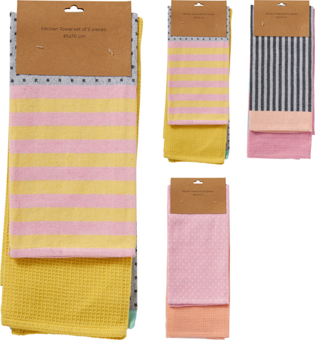 Theedoeken pastel 2 stuks assorti